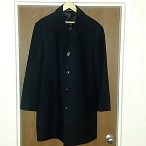 Men's London Fog Black Wool Blend Topcoat 40R/42R